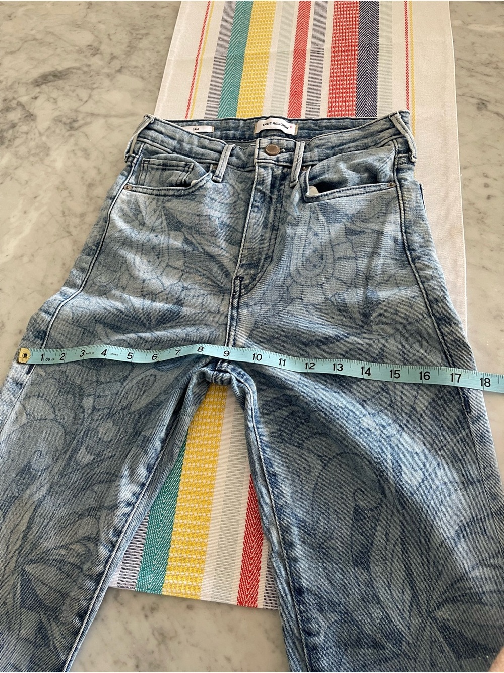 High-Rise Flared Jeans in Light Blue Paisley - Picture 6 of 10